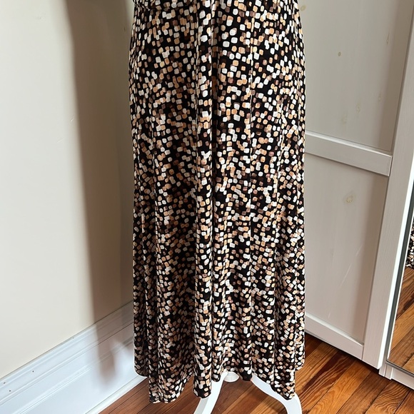 Calvin Klein Neutral Black Brown Tan Asymmetrical Jersey Midi Dress - NWT - L - Picture 5 of 14